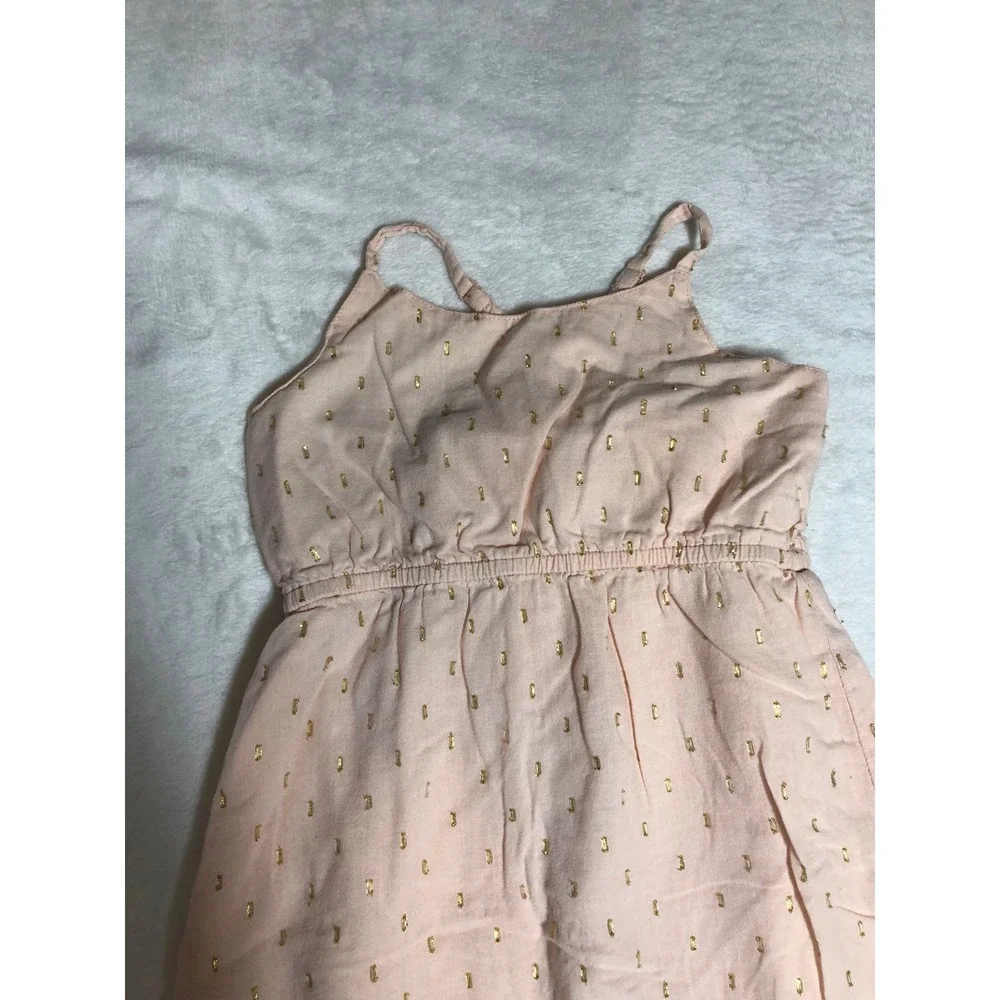 5/$25 Old Navy High Low Dress Small 6-7 Pink Gold Metallic Foil Sleeveless Boho